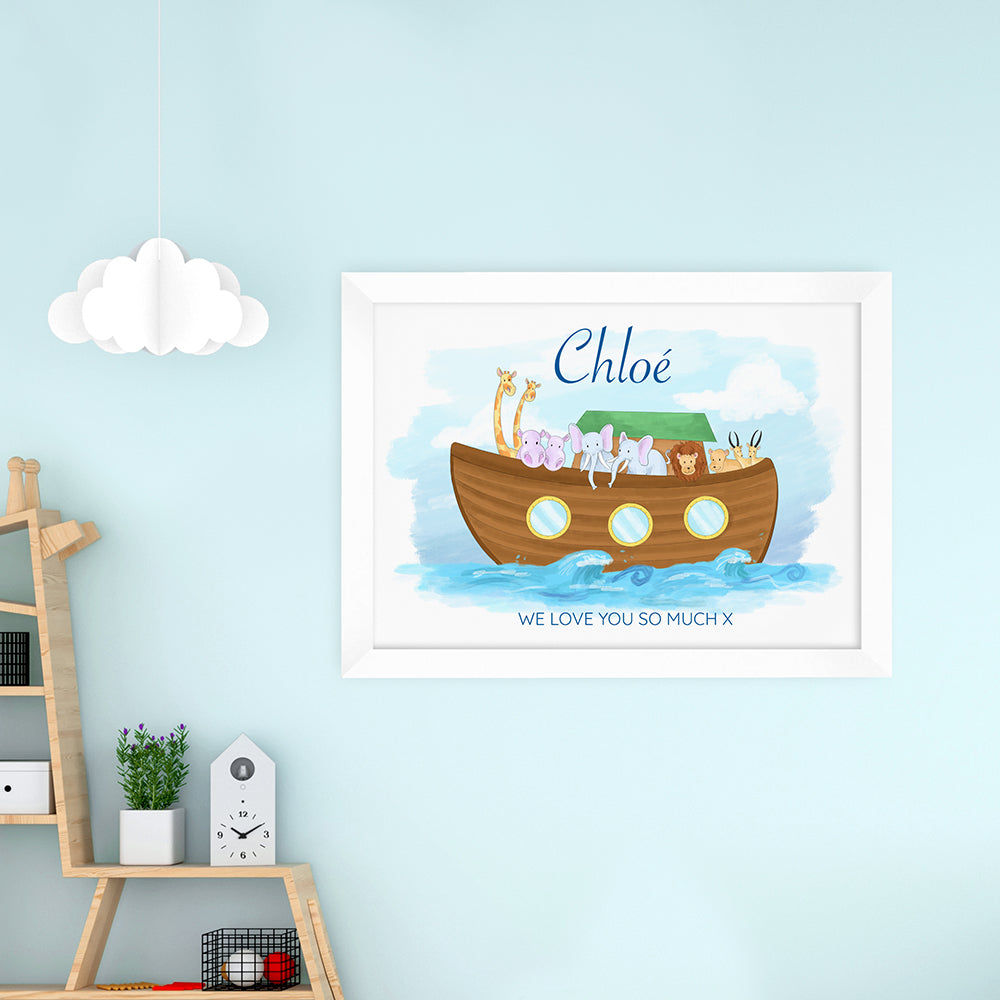 Personalised Noah's Ark White Framed Print