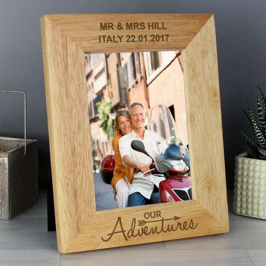 Personalised Our Adventure 6x4 Wooden Photo Frame - Myhappymoments.co.uk