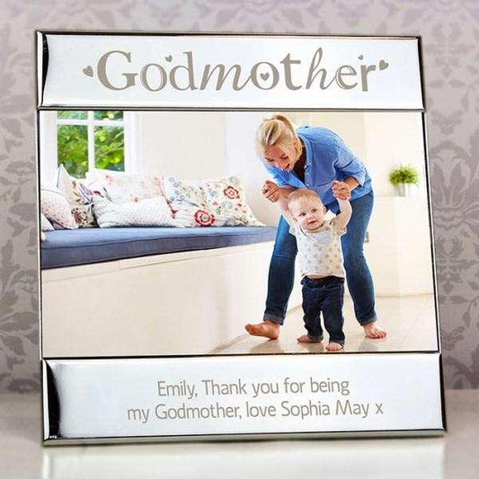 Personalised Silver Godmother Square 6x4 Photo Frame - Myhappymoments.co.uk