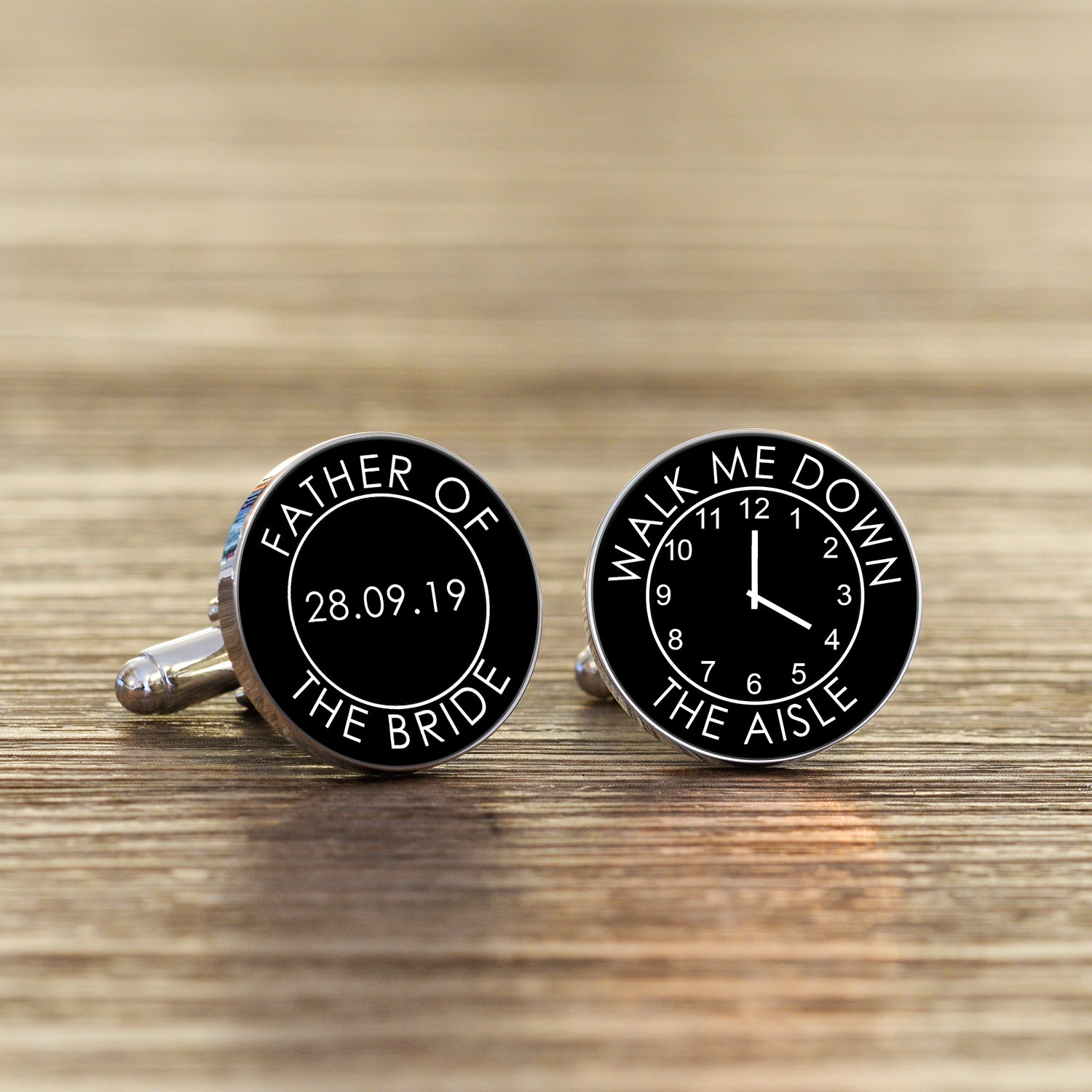 Personalised Father Of The Bride Walk Me Down The Aisle Cufflinks - Myhappymoments.co.uk