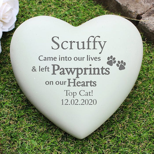 Personalised Pet Pawprints Heart Memorial - Myhappymoments.co.uk