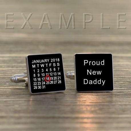 Personalised Date and Message Calendar Cufflinks - Myhappymoments.co.uk