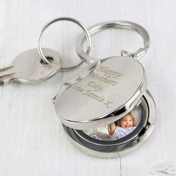 Personalised Round Photo Locket Keyring - Myhappymoments.co.uk