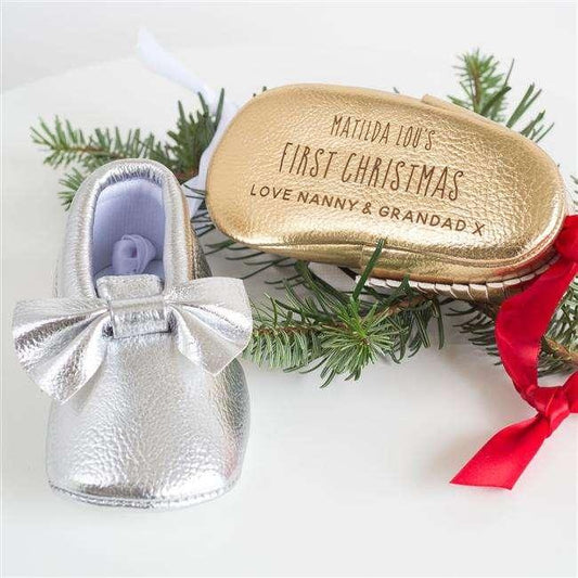 Personalised Baby’s First Christmas Bootie Tree Decoration - Myhappymoments.co.uk