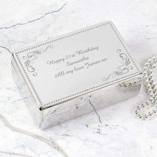 Personalised Swirl Rectangular Jewellery Box - Myhappymoments.co.uk