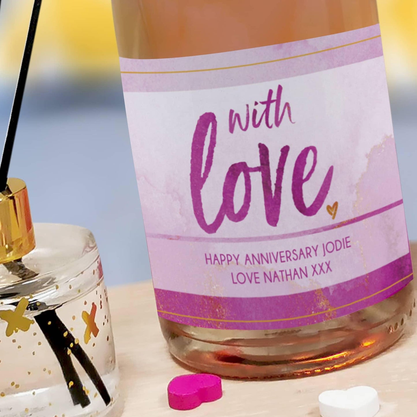 Personalised With Love Sparkling Rosé Bottle & Reed Diffuser Gift Set