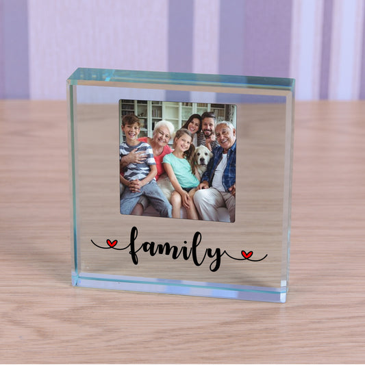 Family Photo Glass Token Keepsake Paperweight Gift