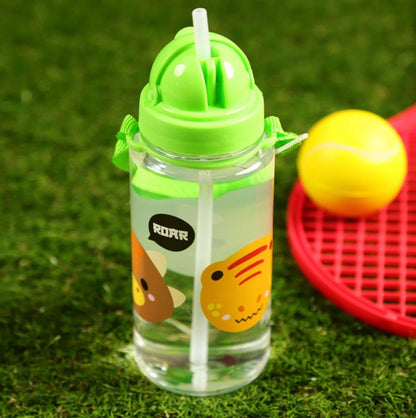 450ml Children's Reusable Water Bottle with Flip Straw - Dinosaur