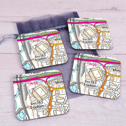 Football Club Stadium Map Set of 4 Coasters