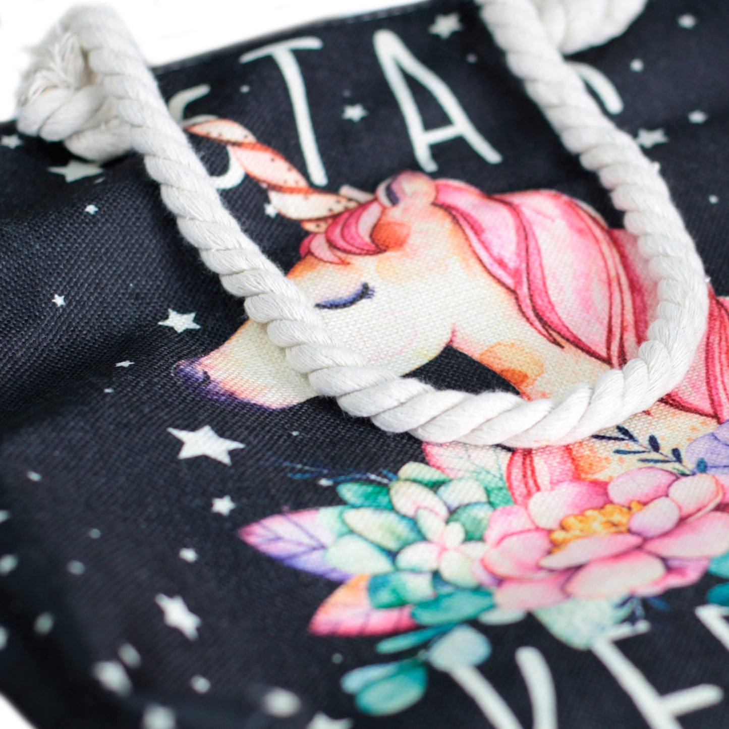 Star Unicorn Keeper Rope Handle Beach Tote Bag - Myhappymoments.co.uk