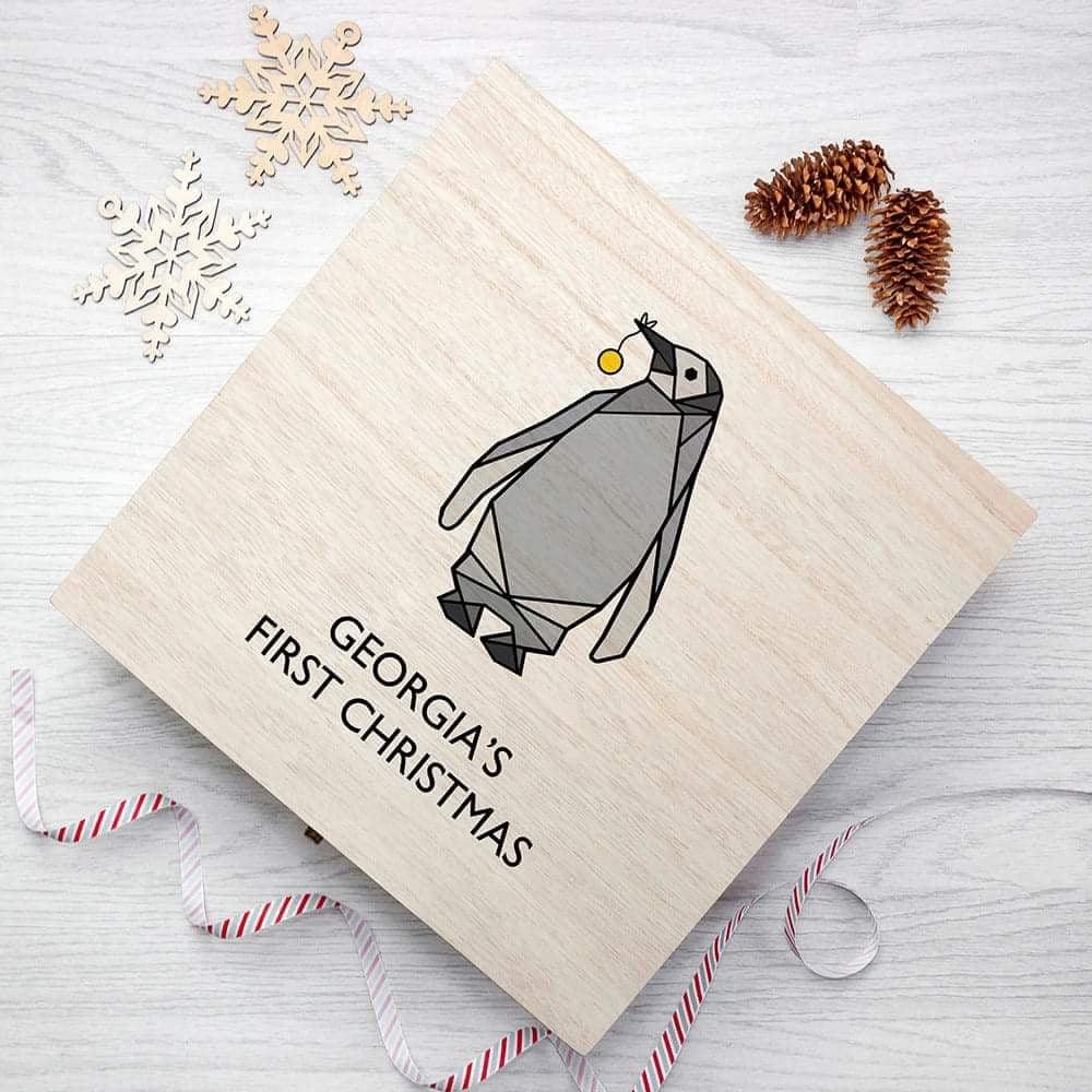 Personalised Baby Penguin First Christmas Eve Box