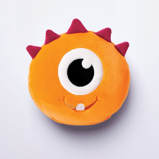 Relaxeazzz Orange Monster Round Plush Travel Pillow & Eye Mask