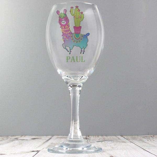 Personalised Llama Wine Glass - Myhappymoments.co.uk