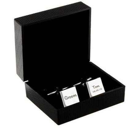 Personalised Wedding Role Square Cufflinks -1 line - Myhappymoments.co.uk