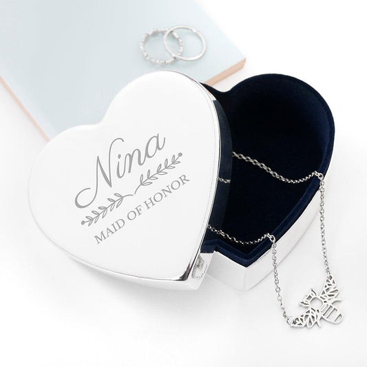 Personalised Bridal Party Heart Jewellery Box