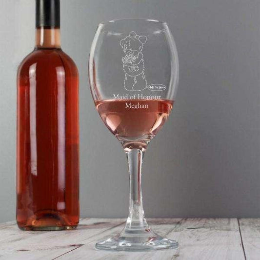 Personalised Me To You Wedding Female Wine Glass - Myhappymoments.co.uk