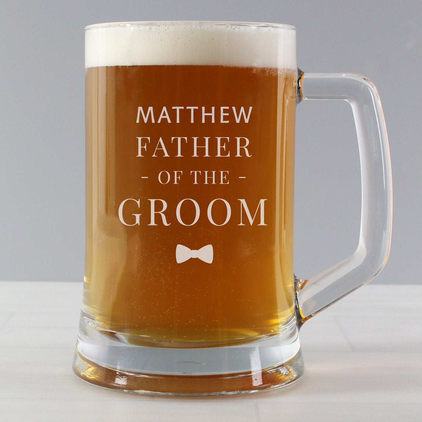 Personalised Father of the Groom Pint Stern Glass Tankard