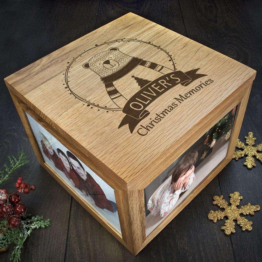 Personalised Engraved Polar Bear Christmas Memory Photo Keepsake Box - Myhappymoments.co.uk