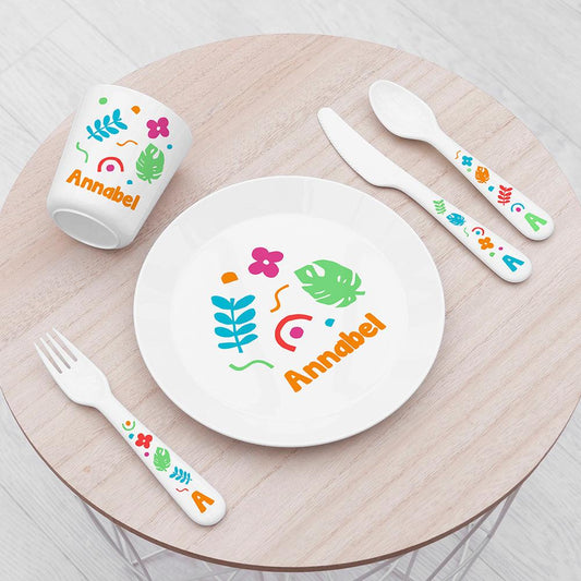 Personalised Children's Colourful Shapes Dinner Set