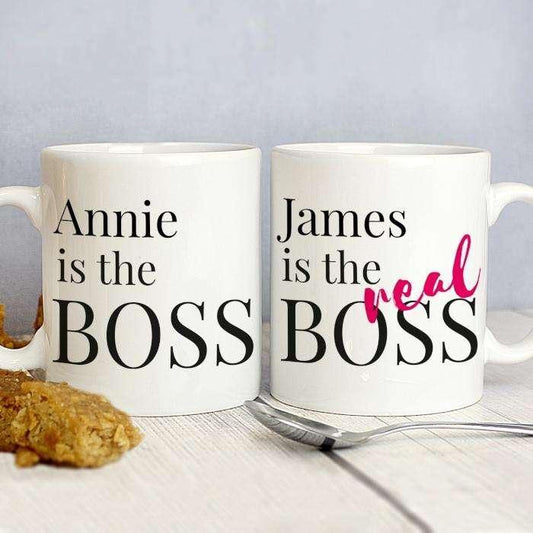 Personalised The Real Boss Mug Set - Myhappymoments.co.uk