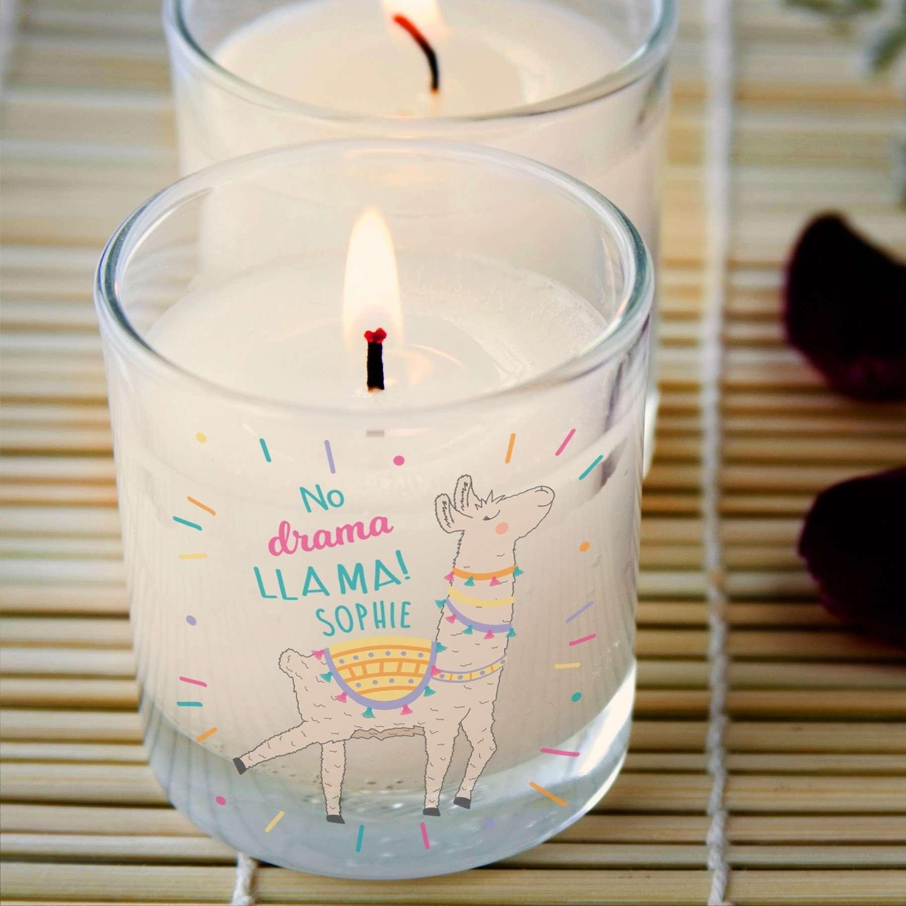 Personalised No Drama Llama Candle Rose Scented - Myhappymoments.co.uk