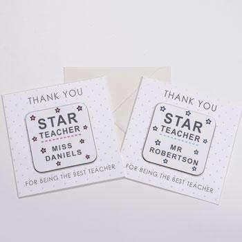 Personalised Star Teacher Coaster Card - Myhappymoments.co.uk