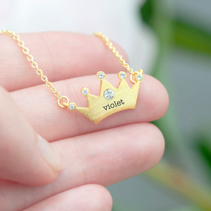 Personalised Kids Princess Crown Necklace