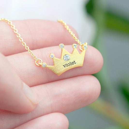 Personalised Kids Princess Crown Necklace