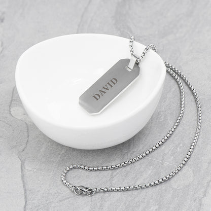 Personalised Men's Brushed Steel Dog Tag Necklace