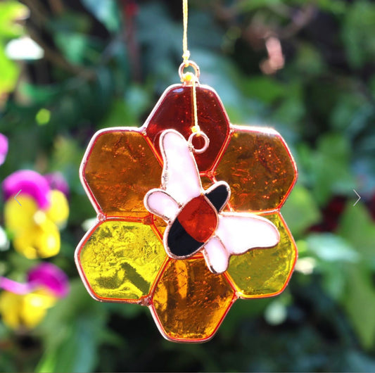 Bee and Honeycomb Suncatcher