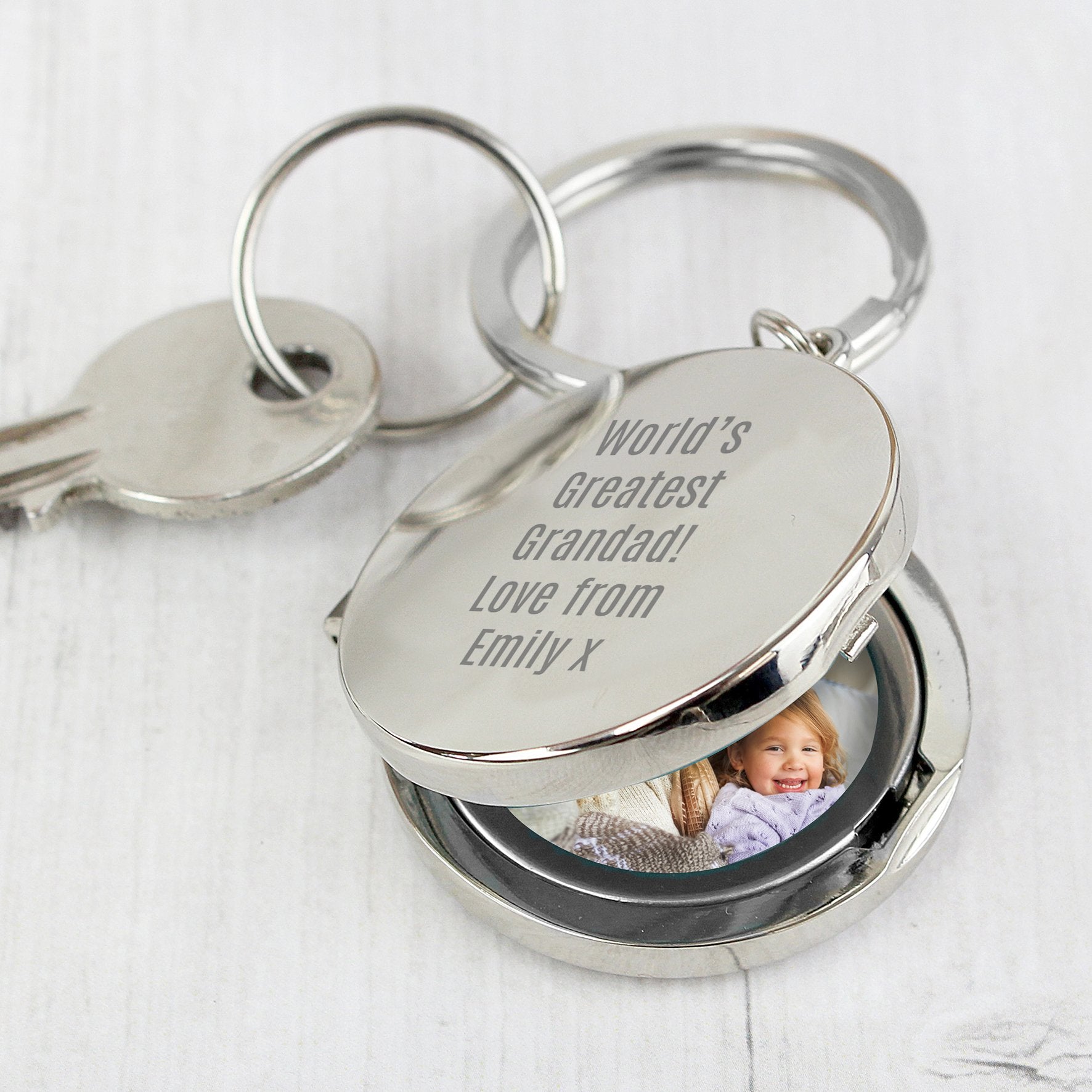 Personalised Free Text Photo Locket Keyring