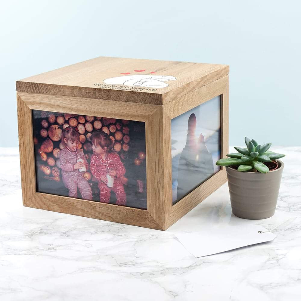 Personalised The Best Mama Bear Large Oak Photo Cube Keepsake Box - Myhappymoments.co.uk