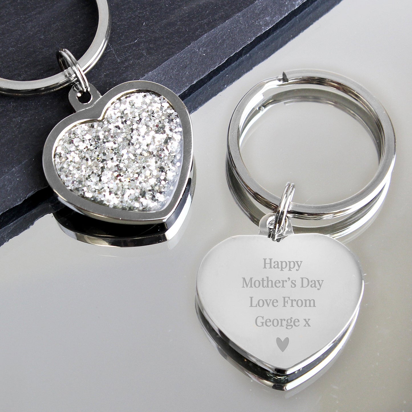 Personalised Free Text Diamante Heart Keyring