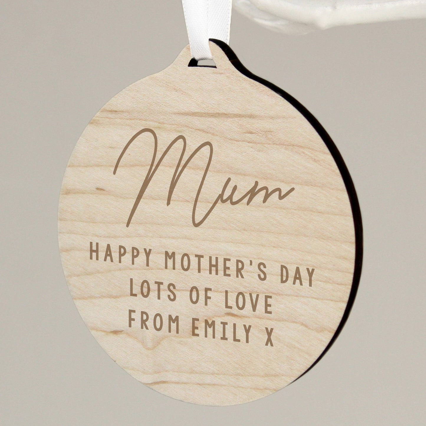 Personalised Free Text Round Wooden Christmas Decoration