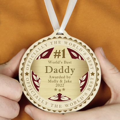 Personalised Number 1 Round Wooden Medal