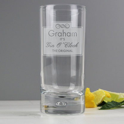 Personalised Gin O'Clock Hi Ball Glass - Myhappymoments.co.uk