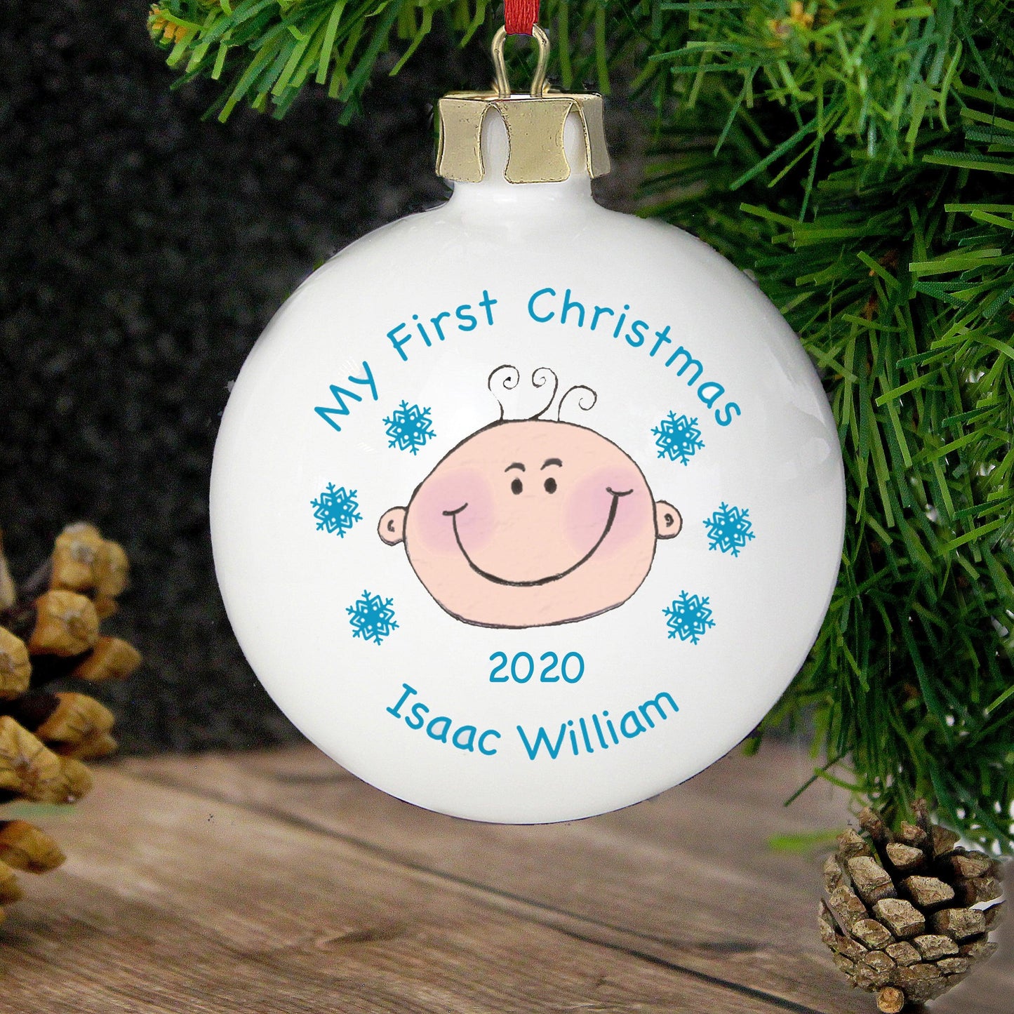 Personalised Baby Boy My First Christmas Bauble - Myhappymoments.co.uk