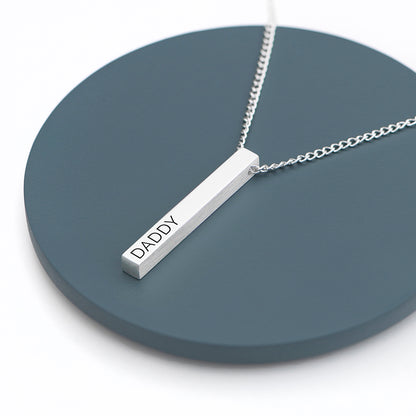 Personalised Men's Silver Solid Bar Necklace