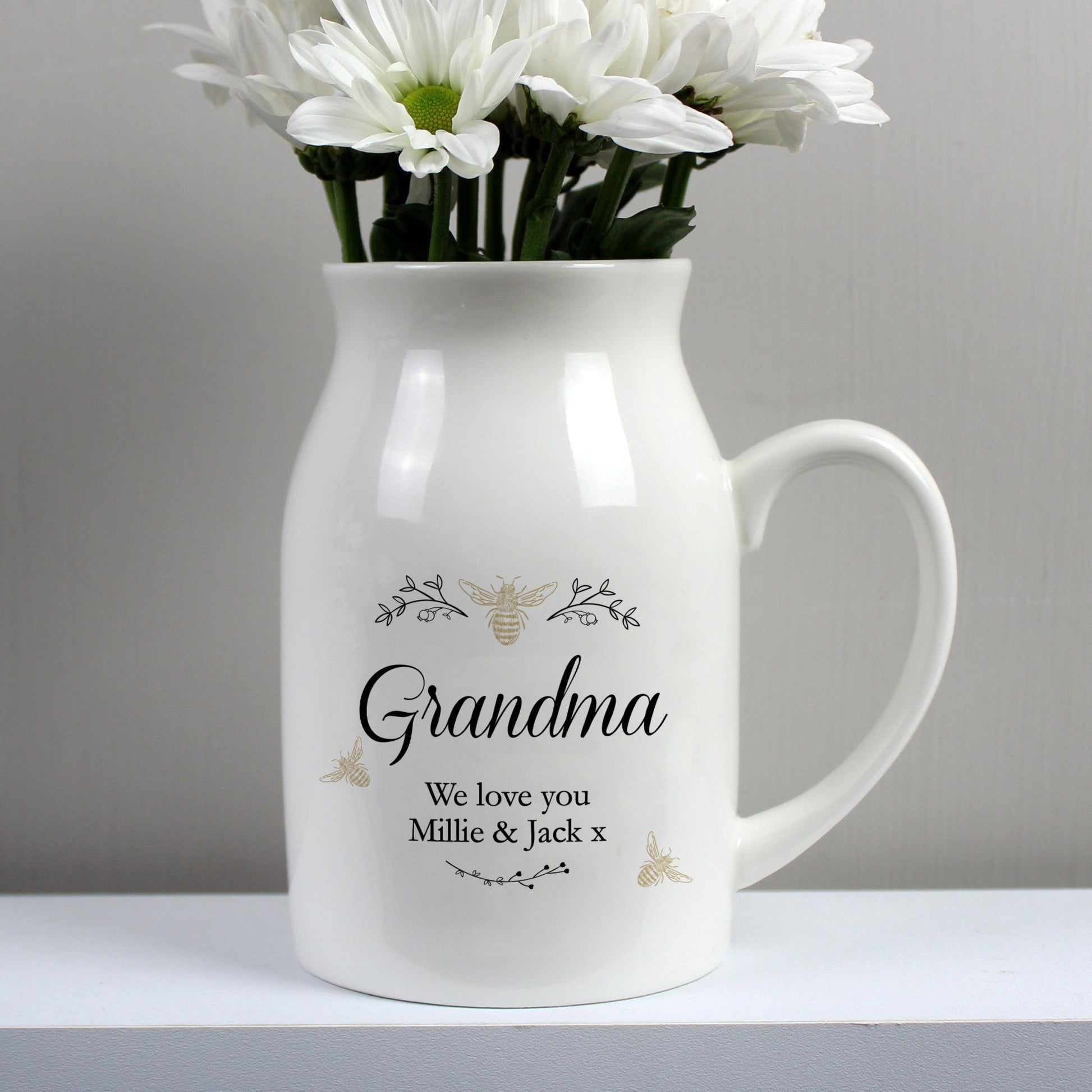 Personalised Floral Bee Flower Jug