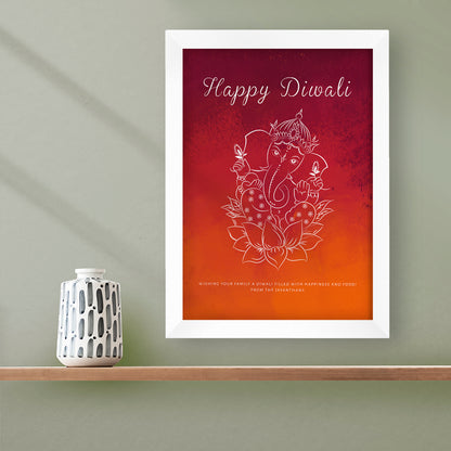 Personalised Diwali Colourful Ganesh Framed Print