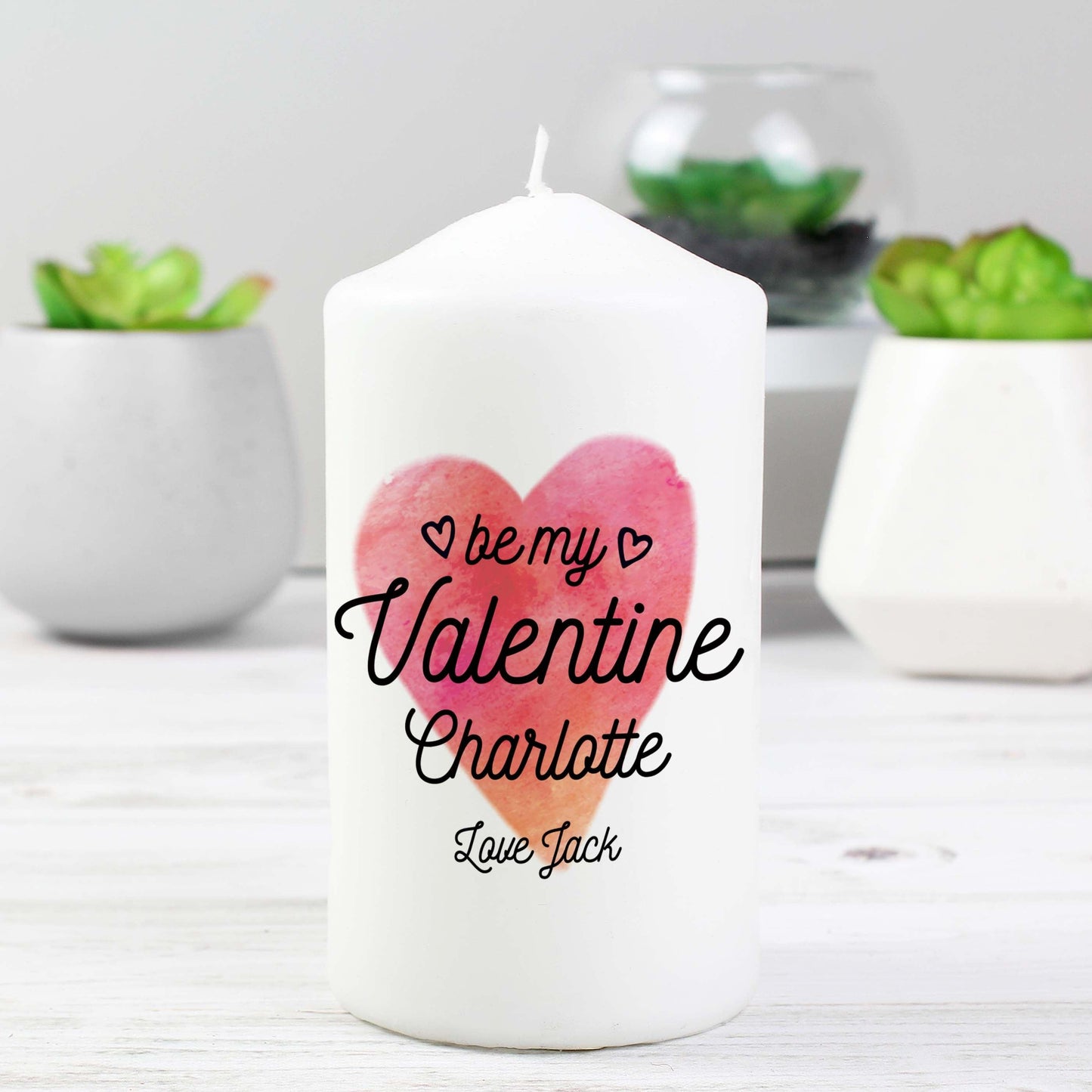 Personalised Be My Valentine Pillar Candle