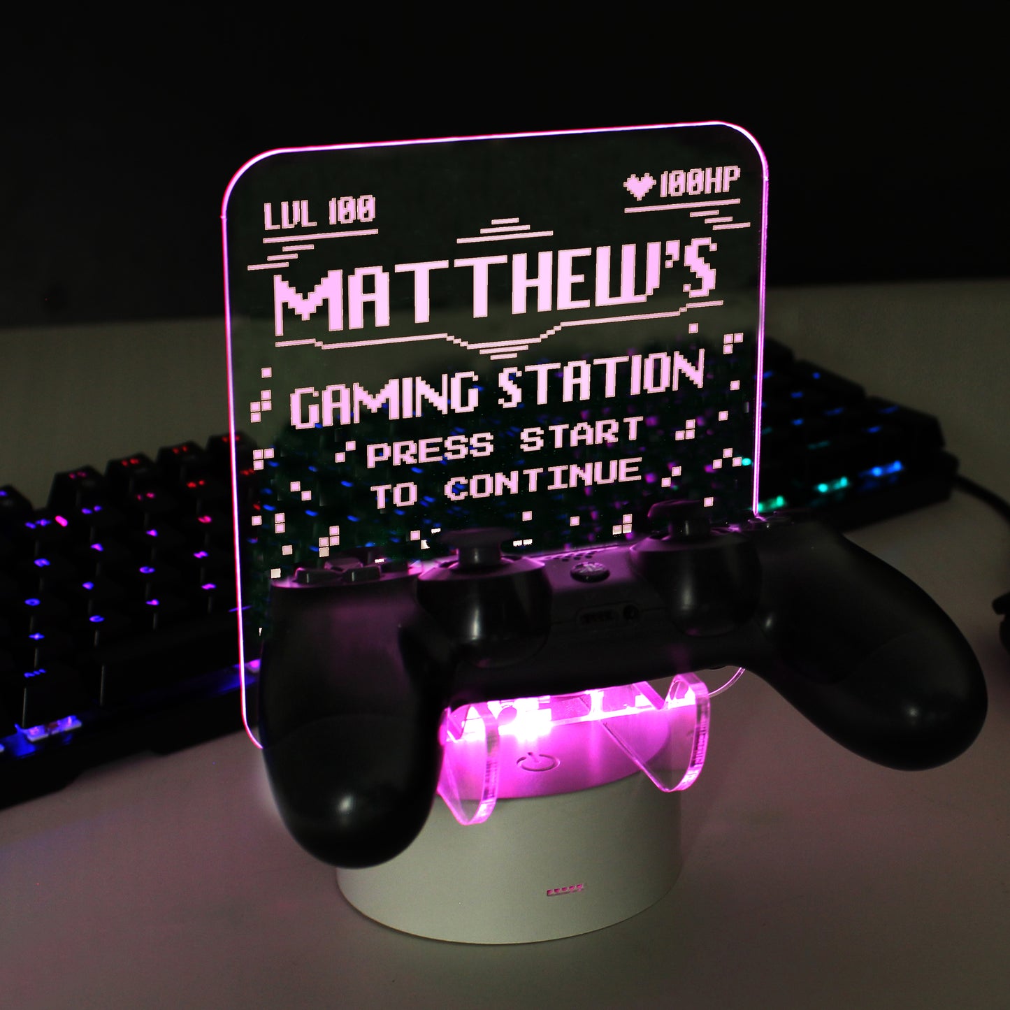 Personalised Gaming Controller Holder LED Colour Changing Light