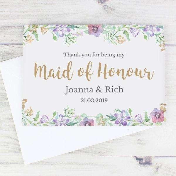 Personalised Thank You For Being My Maid Of Honour Card - Myhappymoments.co.uk