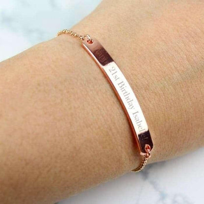 Personalised Rose Gold Tone Bar Bracelet - Myhappymoments.co.uk