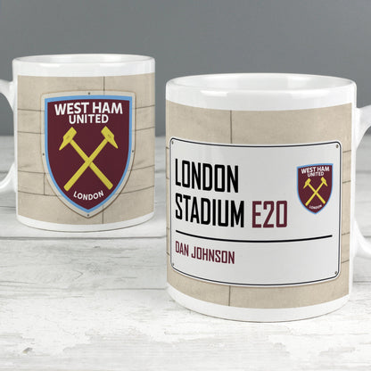 Personalised West Ham United FC Street Sign Mug