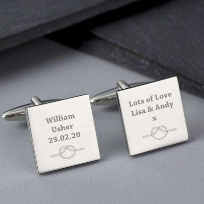 Personalised Tie the Knot Square Cufflinks - Myhappymoments.co.uk