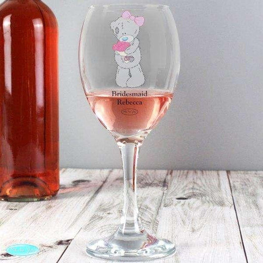 Personalised Me To You Wedding Female Wine Glass - Myhappymoments.co.uk