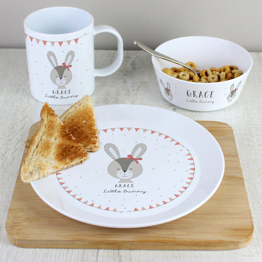 Personalised Little Bunny Pink Breakfast Set