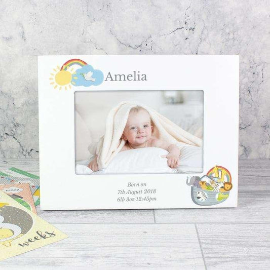 Personalised Engraved Noah's Ark 6x4 White Photo Frame - Myhappymoments.co.uk