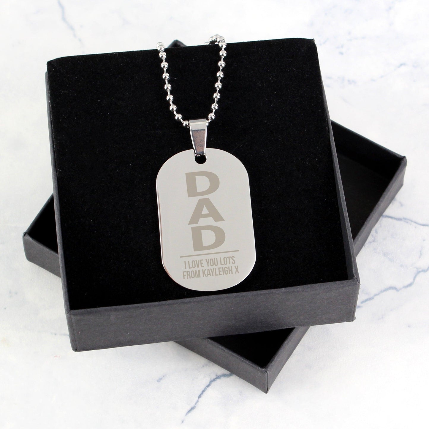 Personalised Dad Stainless Steel Dog Tag Necklace - Myhappymoments.co.uk